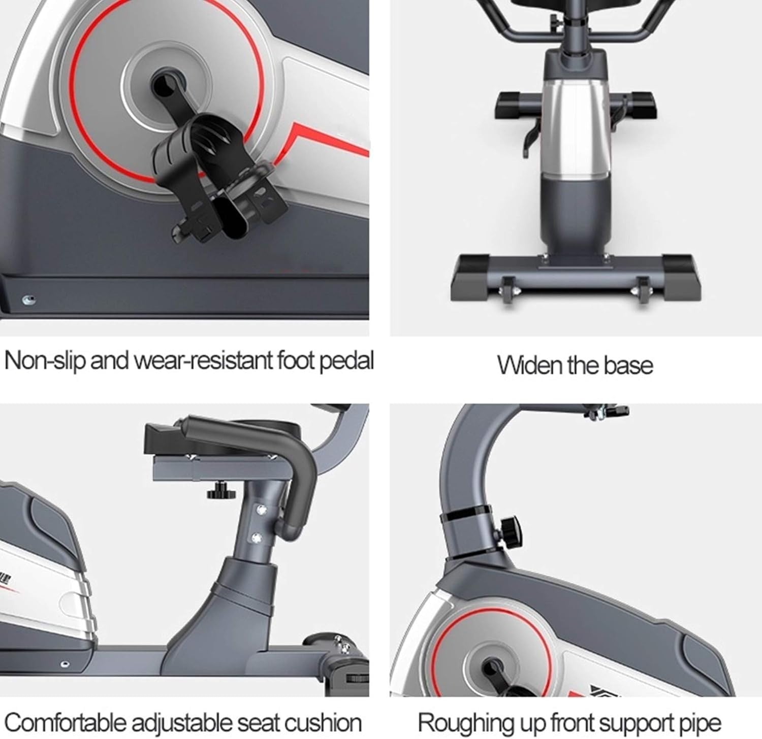 Recumbent Exercise Bike Magnetic Adjustable Seat Quiet LCD Phone Holder Home