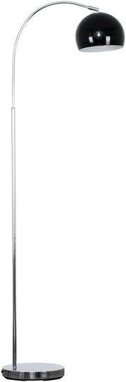 Modern Arc Floor Lamp Chrome Curved Standing Light Gloss Black Shade LED