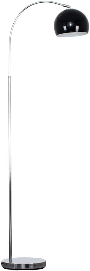 Modern Arc Floor Lamp Chrome Curved Standing Light Gloss Black Shade LED