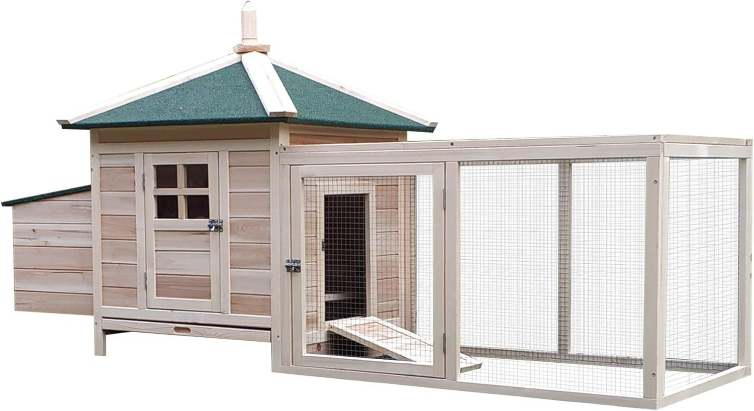 Large Wooden Chicken Coop with Run Nest Box 196cm