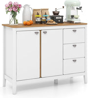 Adjustable Wooden Sideboard Cabinet with 3 Drawers & Large Storage Space