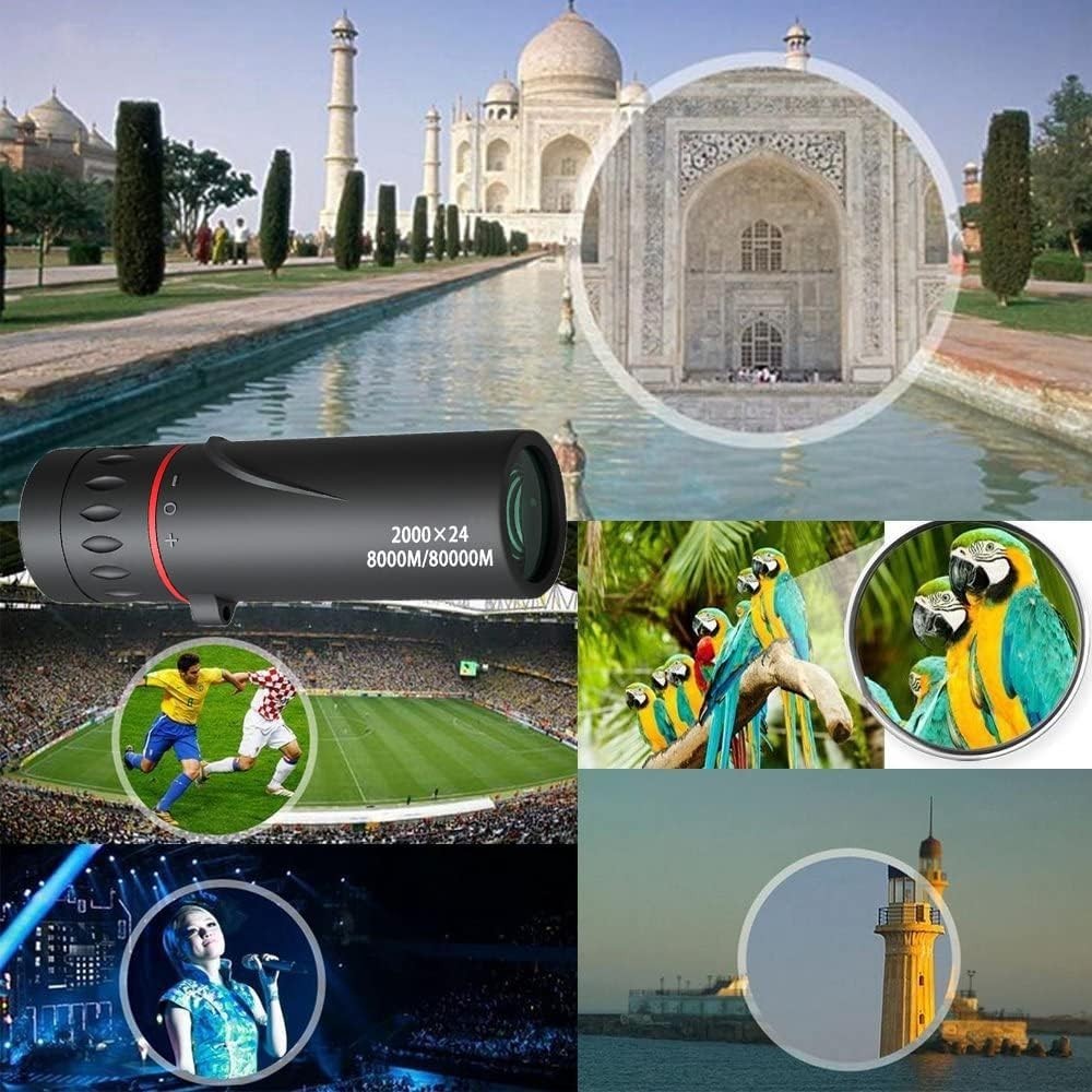 28X Zoom Monocular Black High Power Telescope with Smartphone Holder