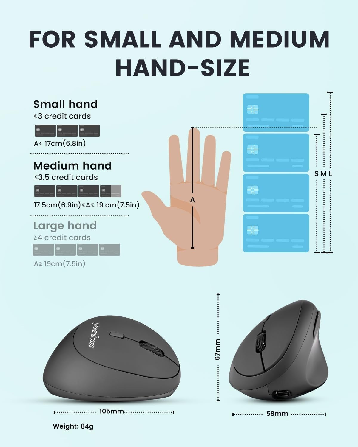 Ergonomic Vertical Mouse Wireless Rechargeable 3200 DPI RGB Dock