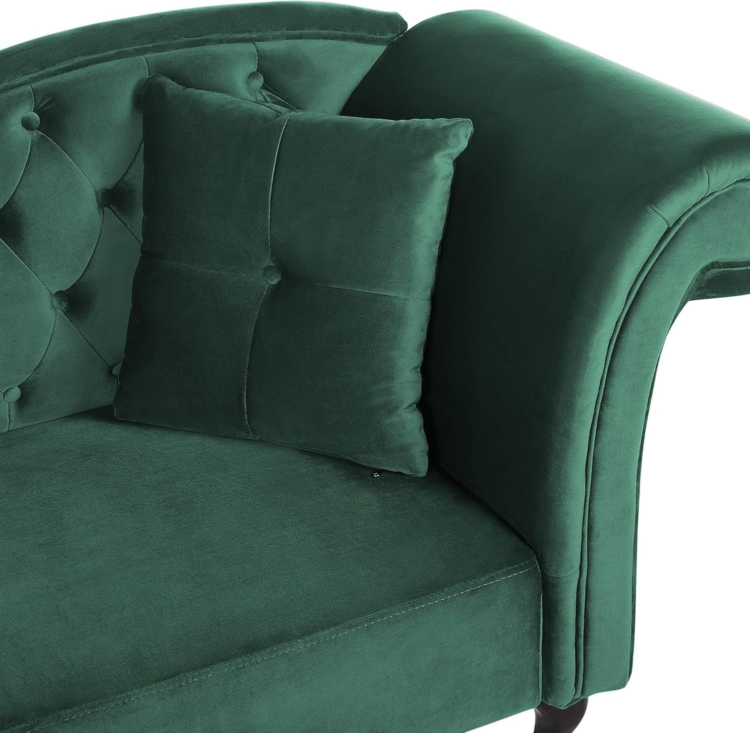Vintage Right Hand Green Velvet Chaise Lounge Tufted Luxury Seating