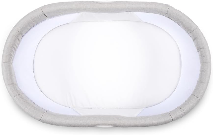 Portable Baby Crib Cot with Mesh Sides Lightweight Foldable Bed Wood Stone Grey