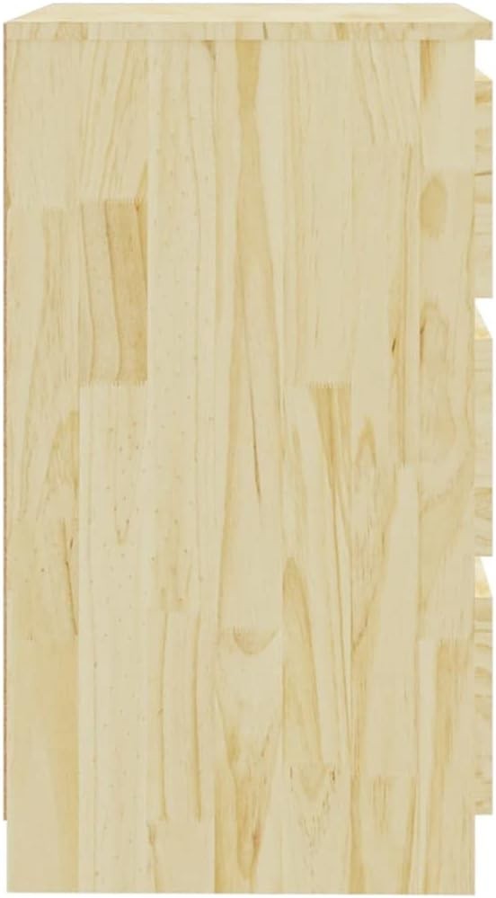 Set of 2 Solid Pine Bedside Tables with 3 Drawers | Natural Wood Nightstands