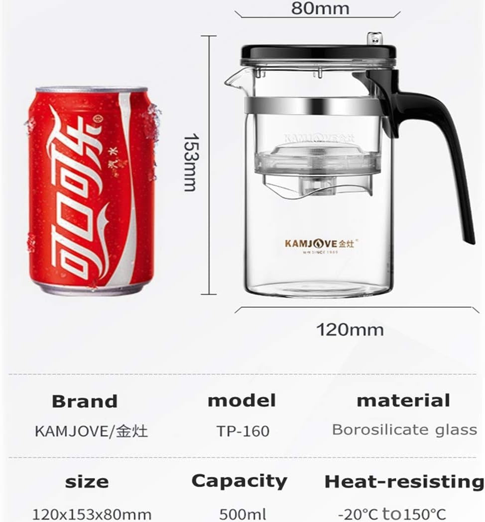 500ml Glass Teapot with Removable Infuser Borosilicate Tea Pot Lid