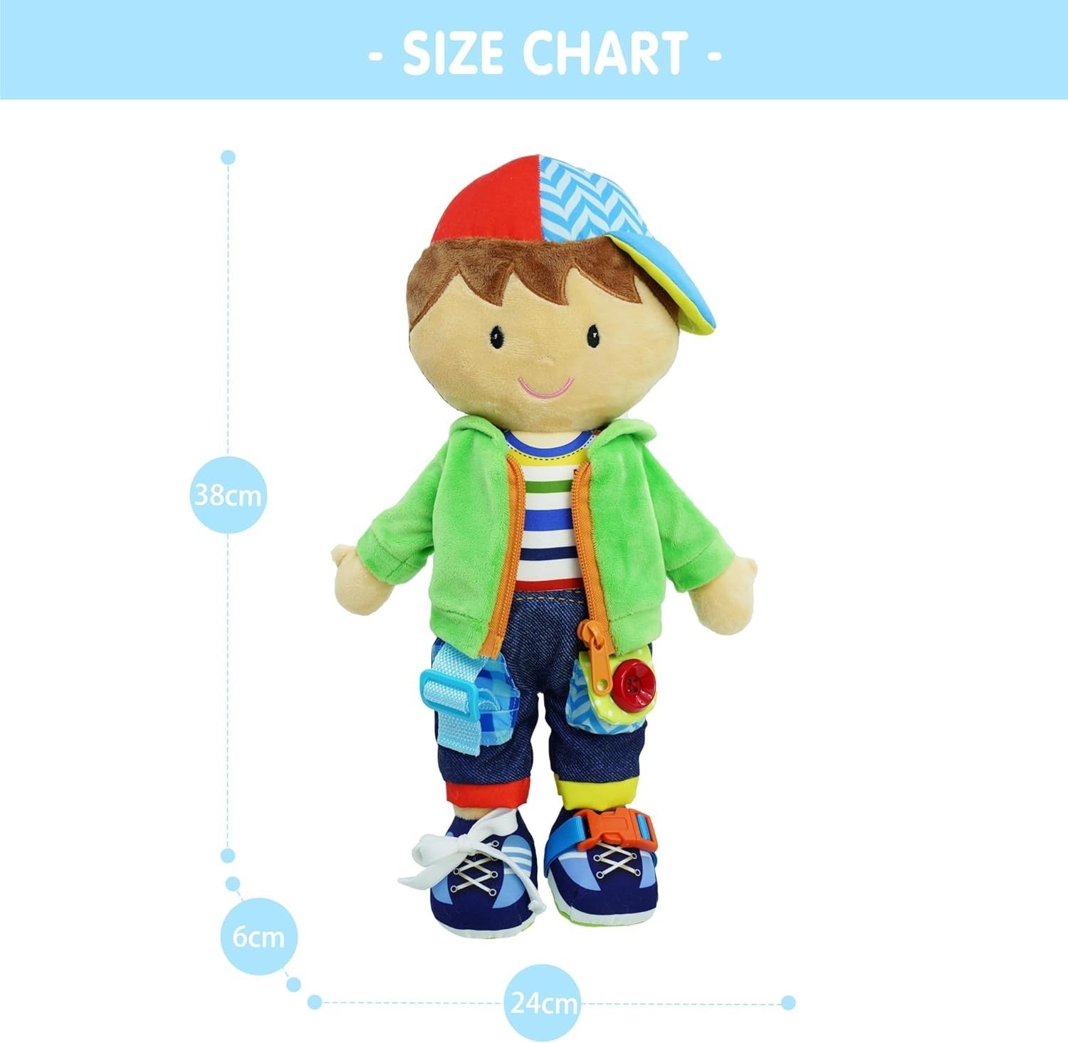 Montessori Dressing Skills Plush Doll 40cm Soft Learning Toy Toddler