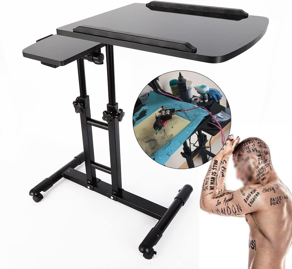 Tattoo Workstation Adjustable Tray Portable Arm Rest Stand with Storage