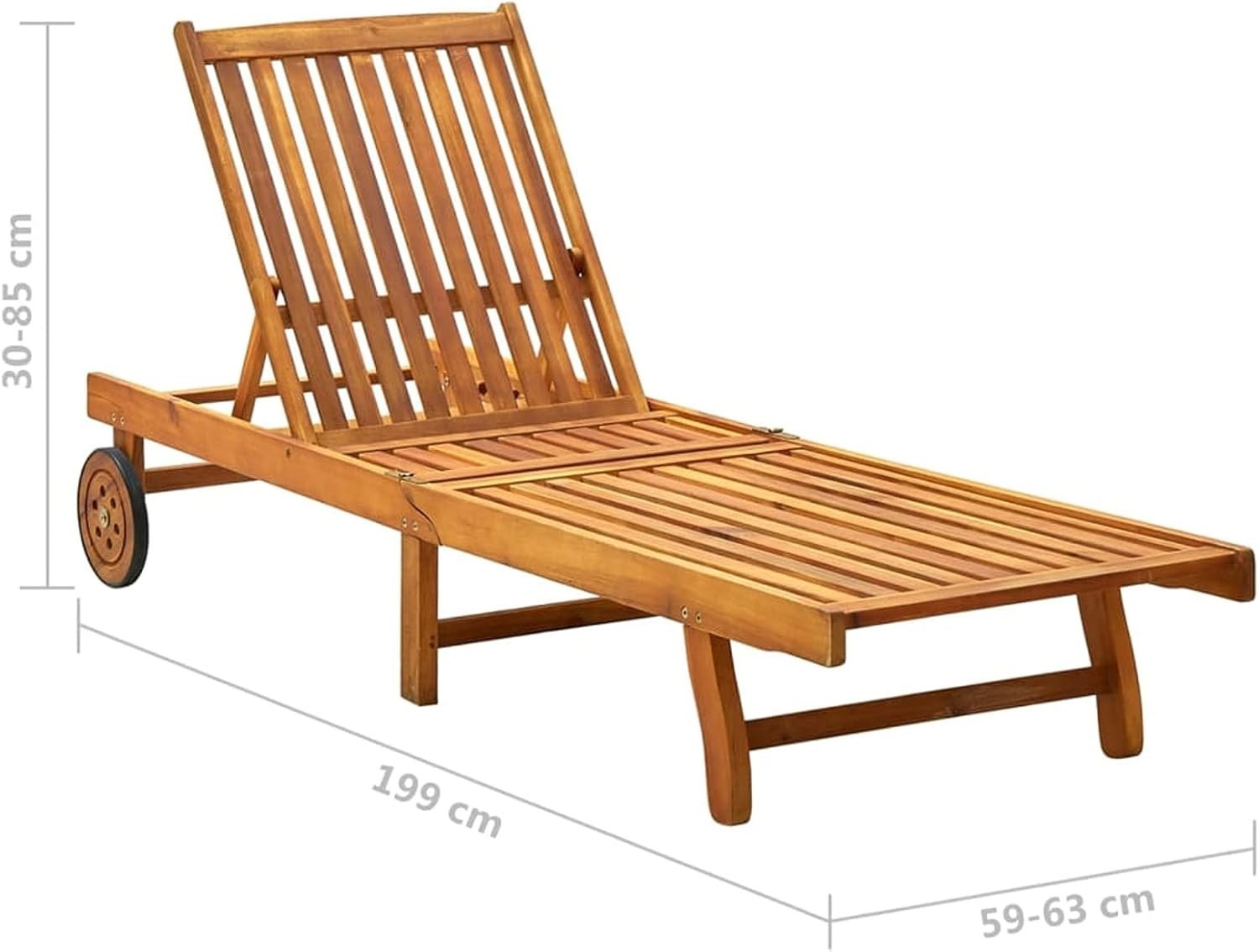 Adjustable Solid Acacia Wood Sun Lounger Waterproof Garden Patio Chair