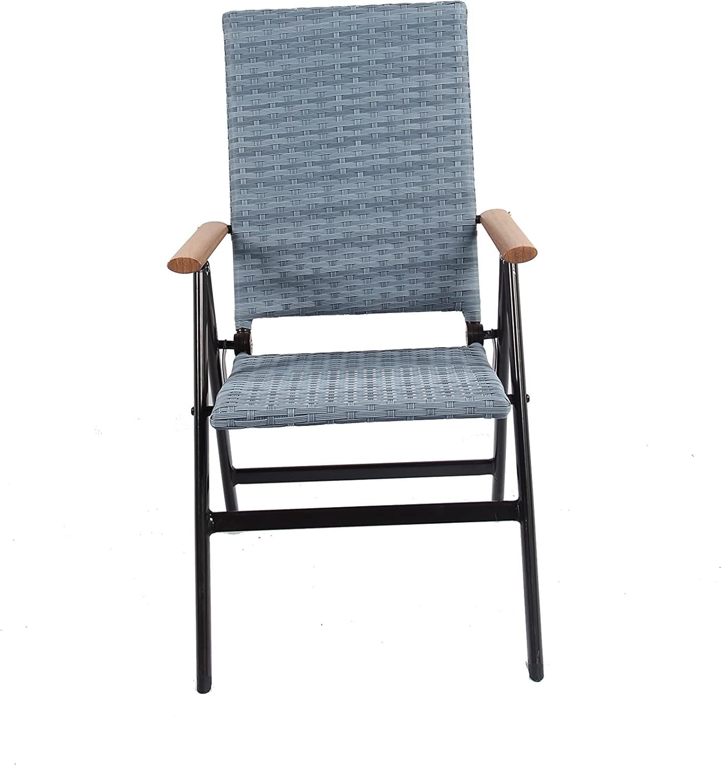 2x Rattan Garden Dining Chairs Folding Reclining Outdoor Patio Balcony