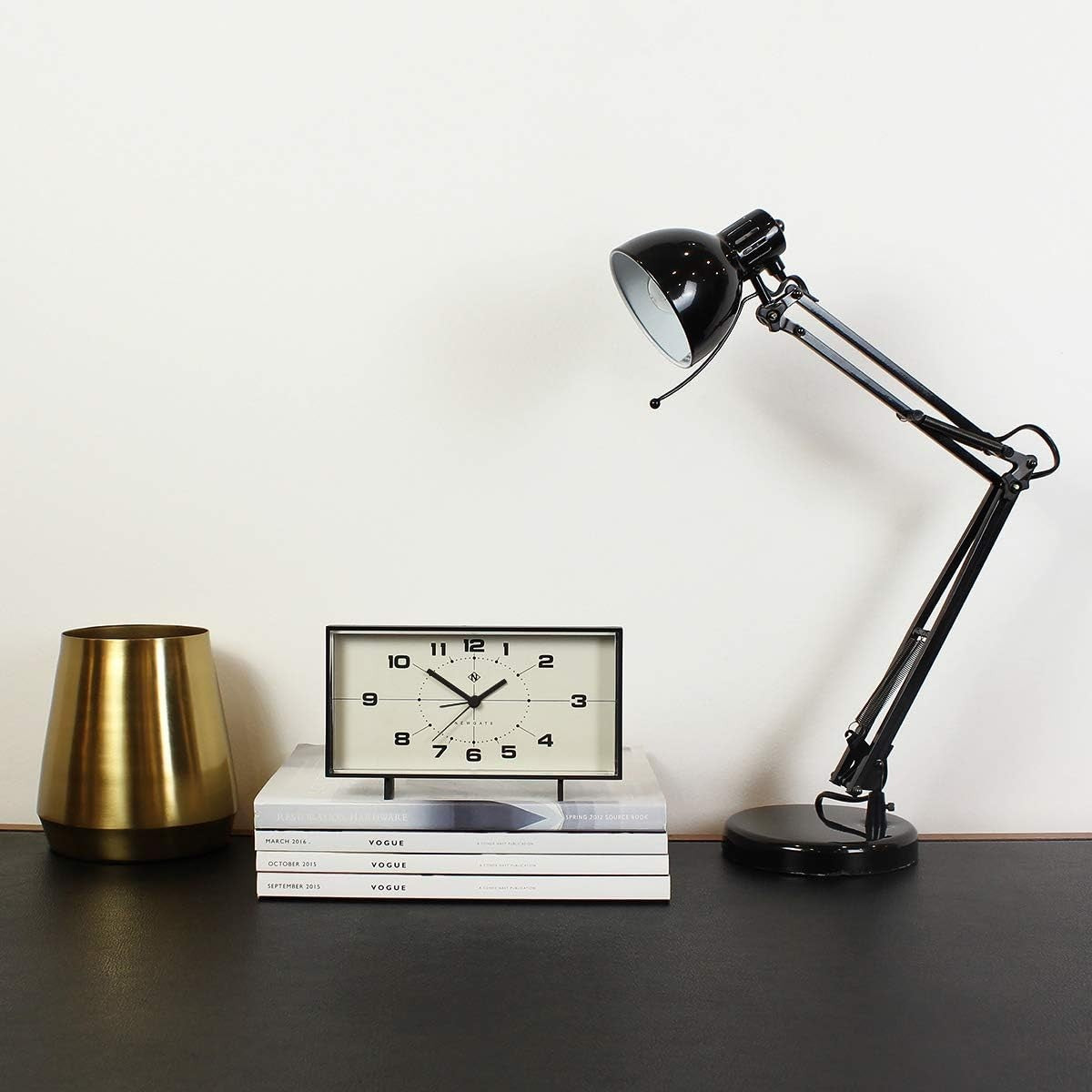 Retro Rectangular Alarm Clock Analogue Bedside Desk Mantel Black Cream