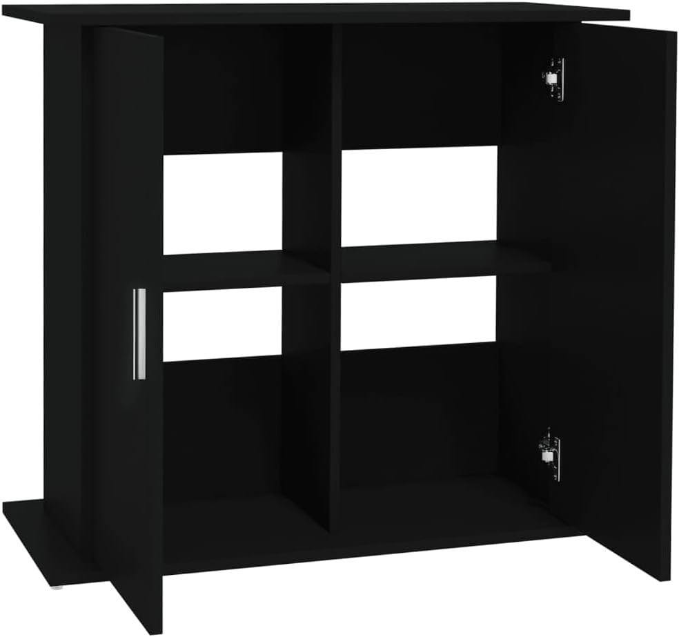 Black Engineered Wood Aquarium Stand Fish Tank Storage Secure 98x41x76cm