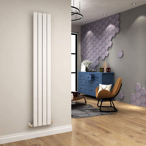 Vertical White Bathroom Radiator 1800x300mm High Heat Flat Panel Heater