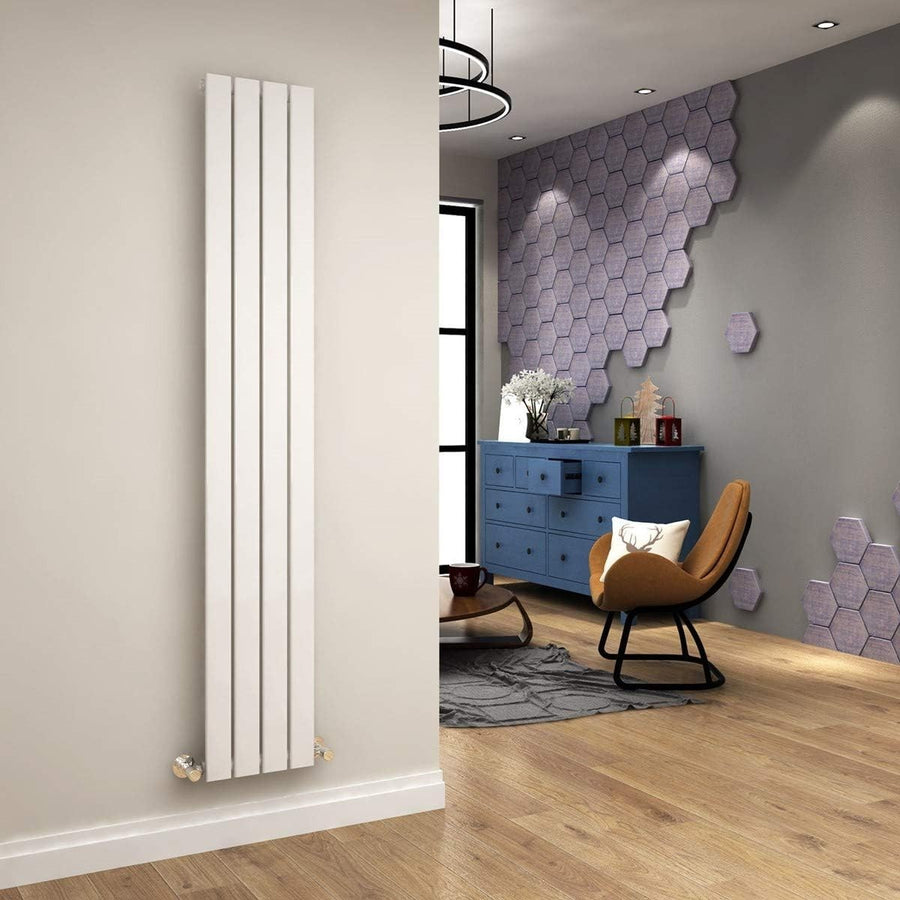 Vertical White Bathroom Radiator 1800x300mm High Heat Flat Panel Heater