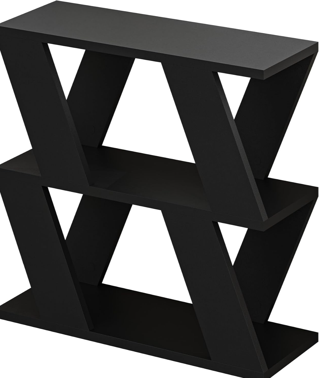 Slim 2 Tier Narrow Side Table with Storage Shelves | Modern Black End Table