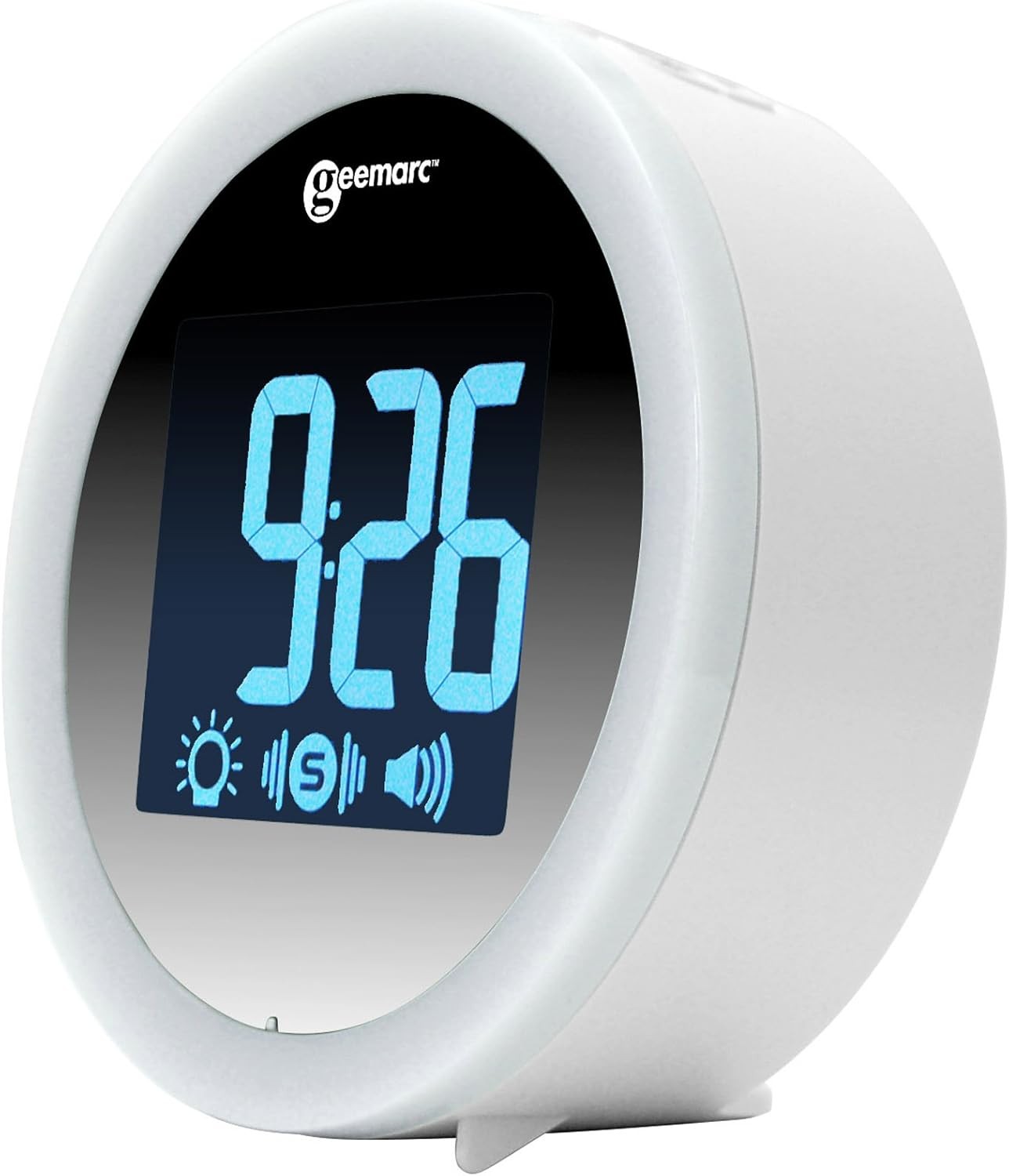 Loud Vibrating Alarm Clock with Bed Shaker LED Flash USB Charging White