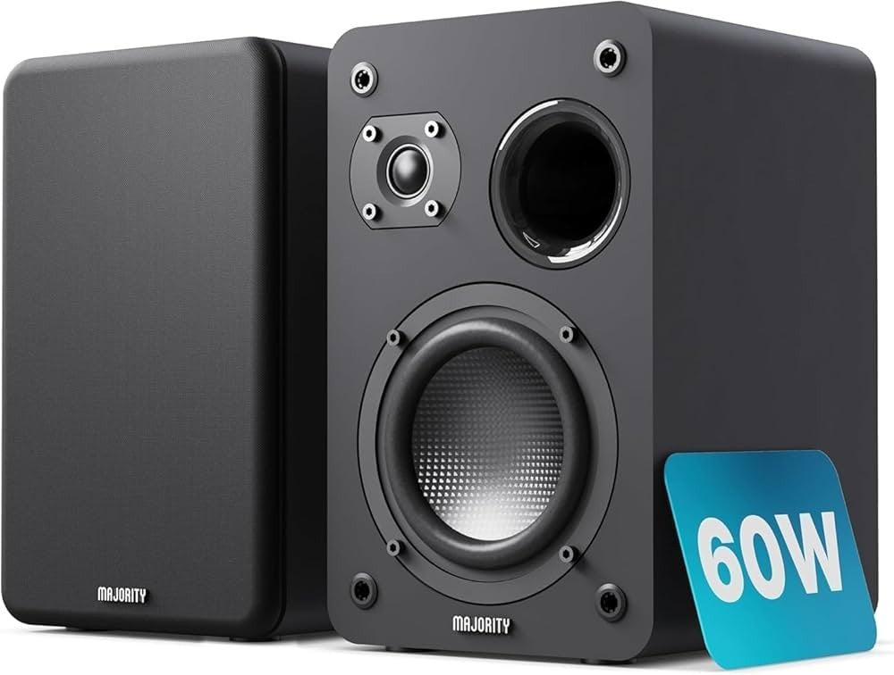 Passive Bookshelf Speakers Hi-Fi Stereo Pair 60W RMS Compact Black