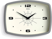 Retro 25cm Wall Clock Rectangle Silent Grey Modern Kitchen Living Room Decor