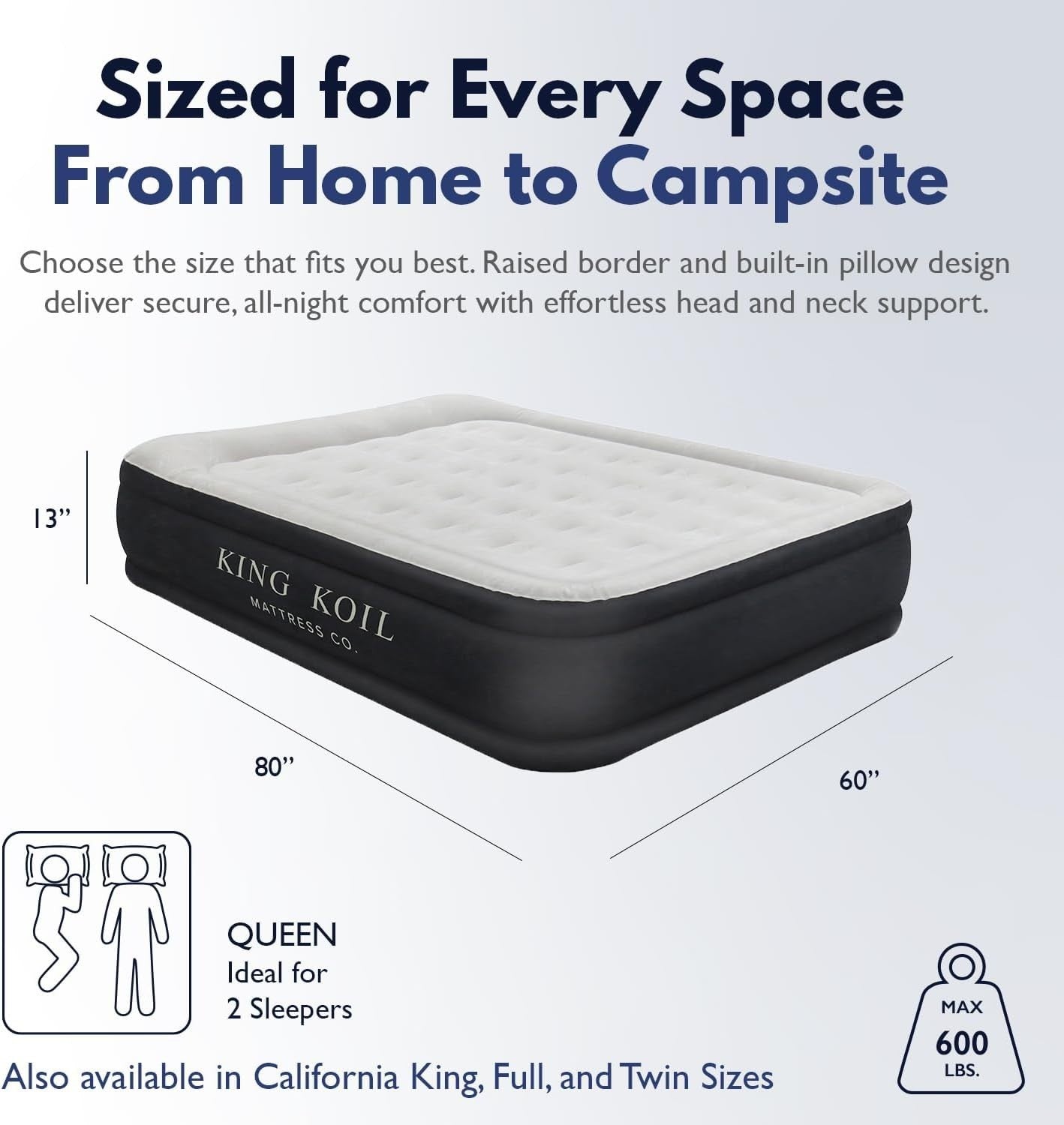 Queen Size Luxury Air Mattress with Built-In Pump – Inflatable Bed