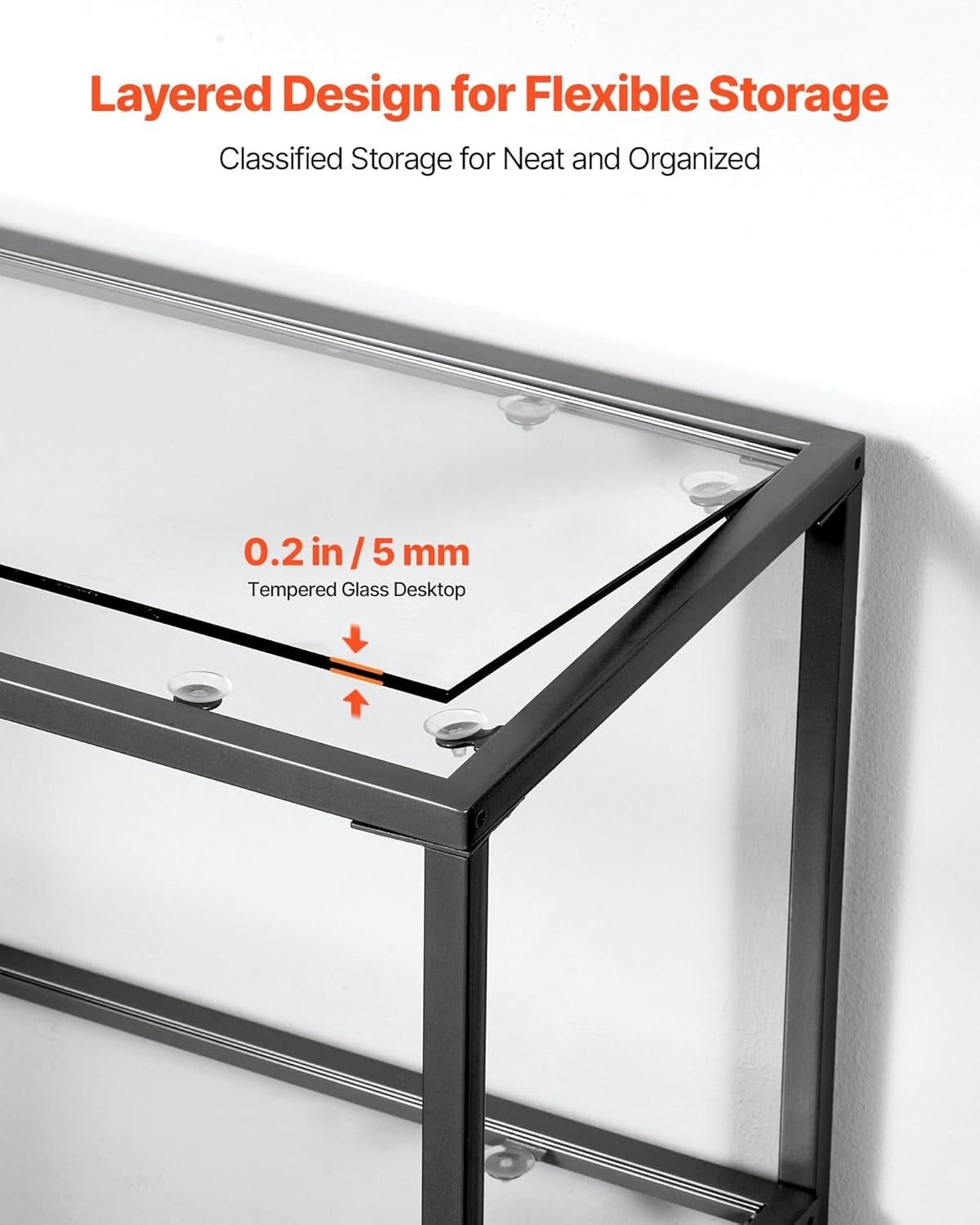 3-Tier Glass Console Table with Storage – Modern Tempered Display Shelf