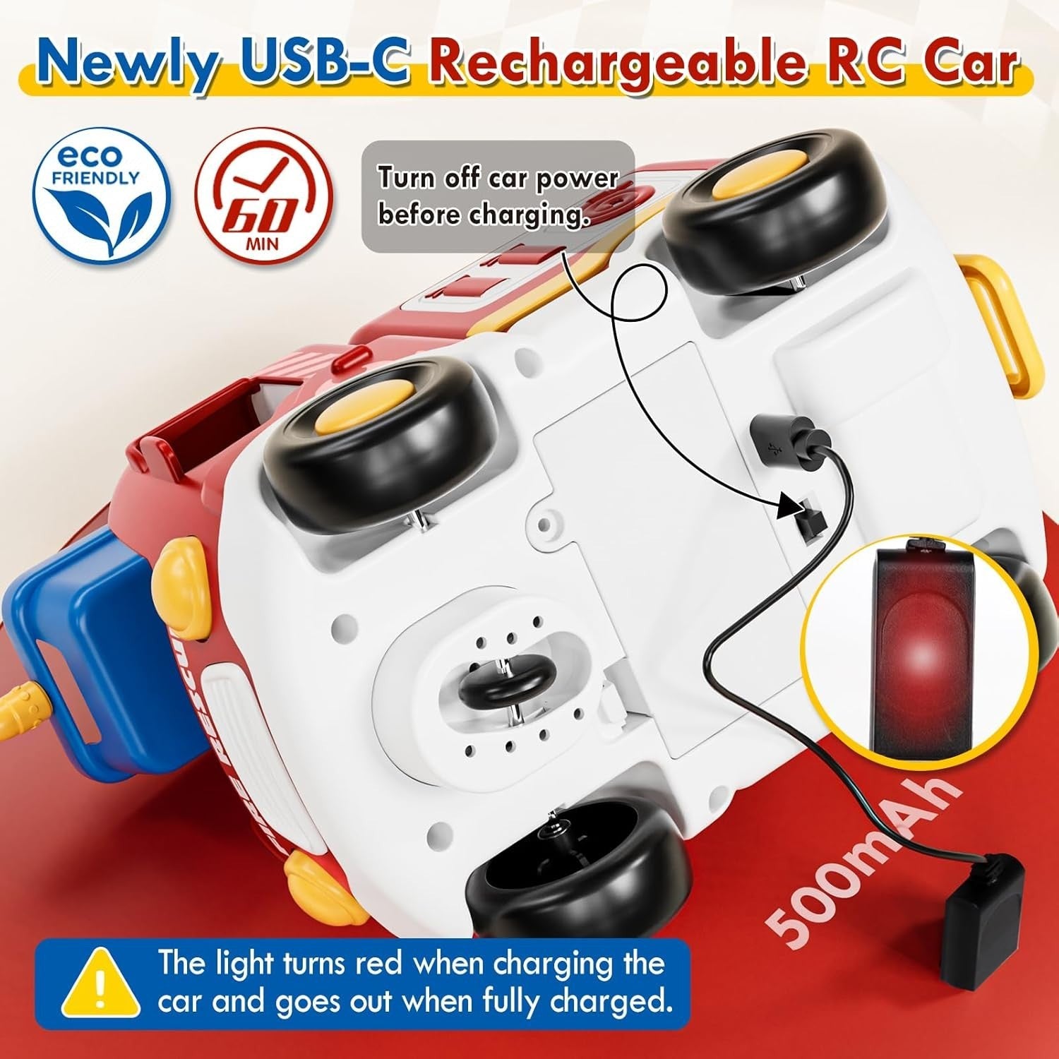 Toddler RC Fire Truck Toy with Lights & Music Remote Control Car Gift Boys Girls