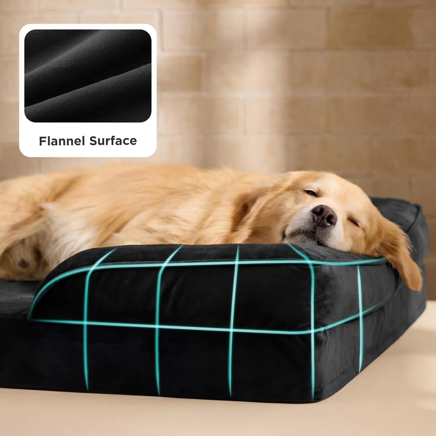 XXL Orthopedic Dog Bed 122x89cm Waterproof Black Sofa