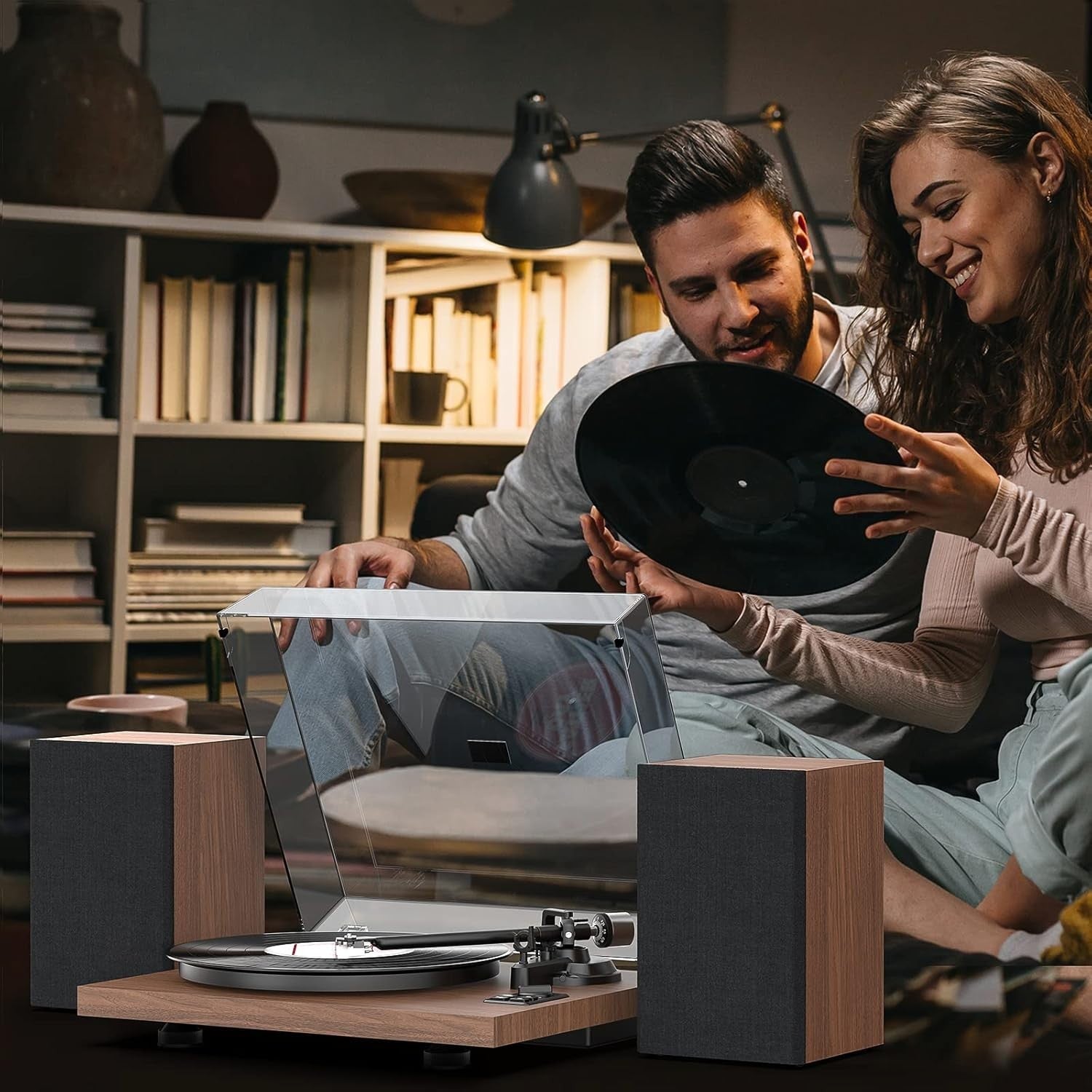 Bluetooth Vinyl Turntable Hi-Fi System with 36W Speakers & USB Recording