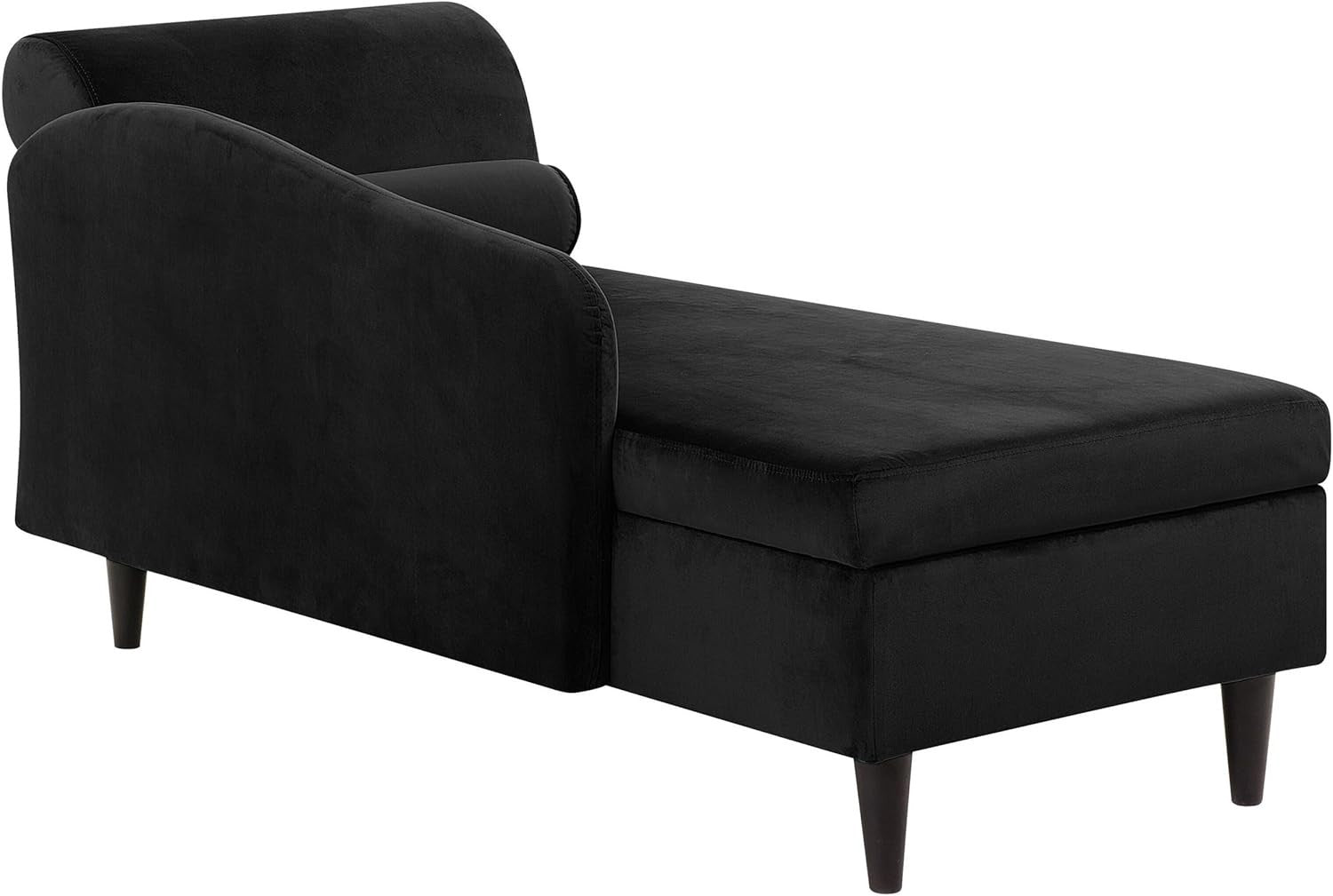 Black Velvet Chaise Lounge with Storage Right Hand Modern Sofa for Living Room