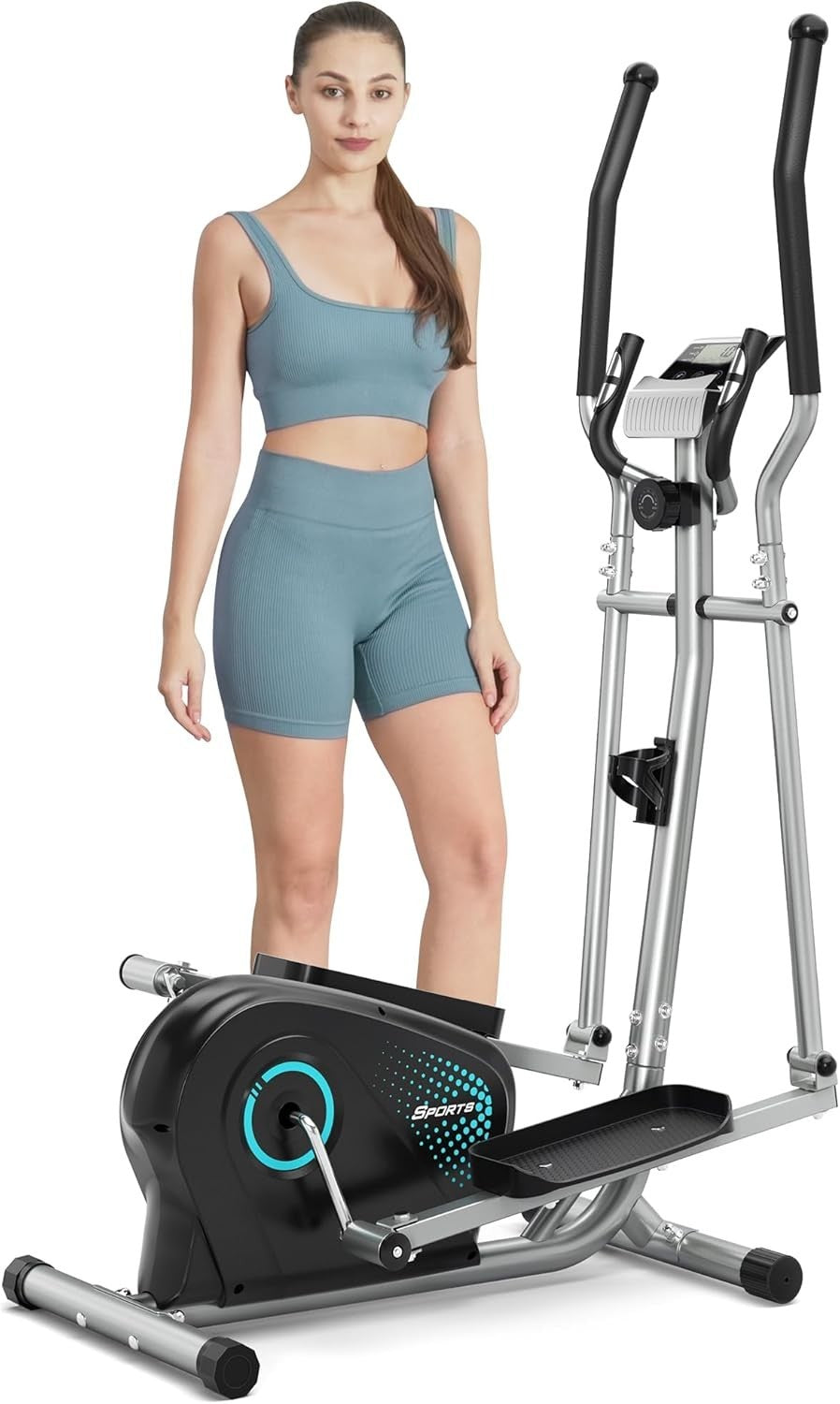 2-in-1 Elliptical Cross Trainer Home Gym Machine 16-Level Resistance