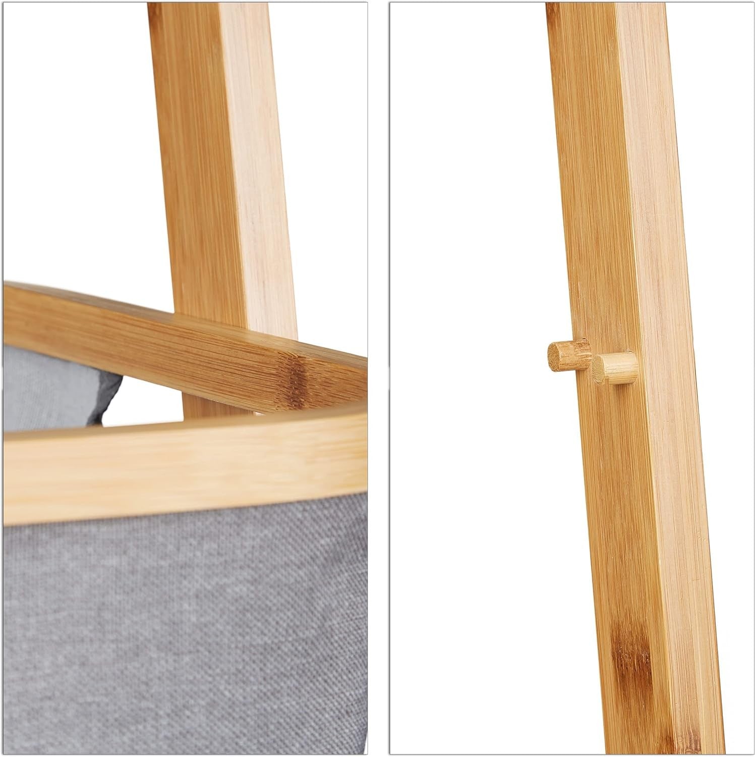 Bamboo Towel Rack with Laundry Basket – Freestanding 4-Rail Ladder Holder 139cm