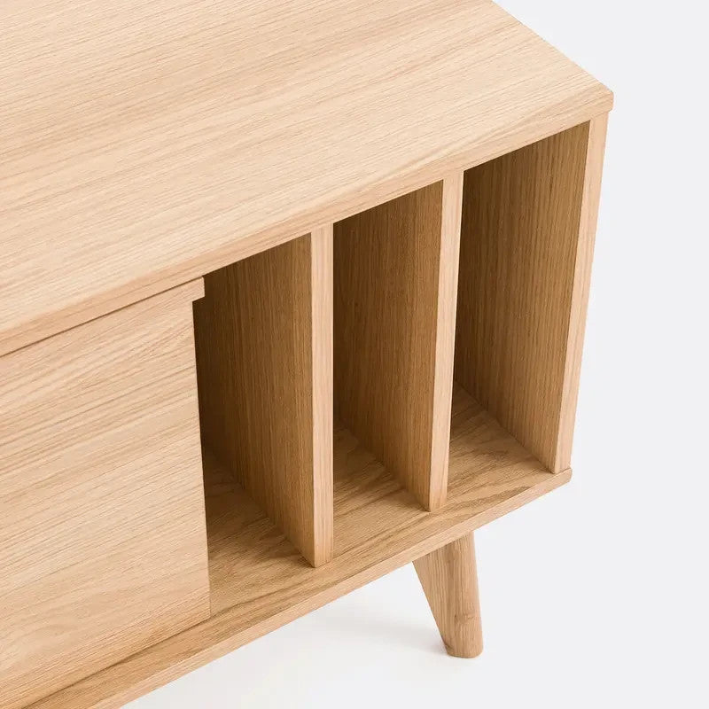 Oak Vinyl Record Cabinet Sideboard Unit – Mid Century Retro Storage