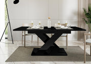 Black Gloss Extendable Dining Table Space-Saving Modern Folding 140-180cm