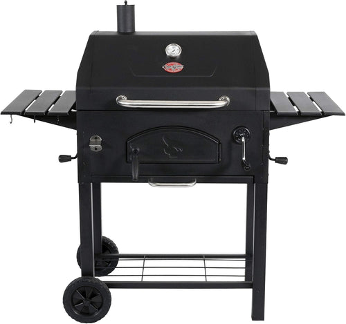 Large Charcoal BBQ Grill & Smoker with Shelves, Thermometer, Heavy-Duty Steel