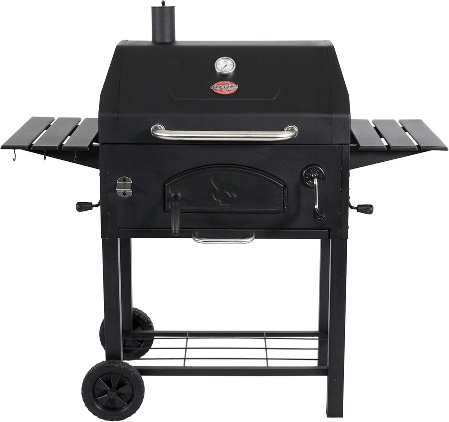 Large Charcoal BBQ Grill & Smoker with Shelves, Thermometer, Heavy-Duty Steel