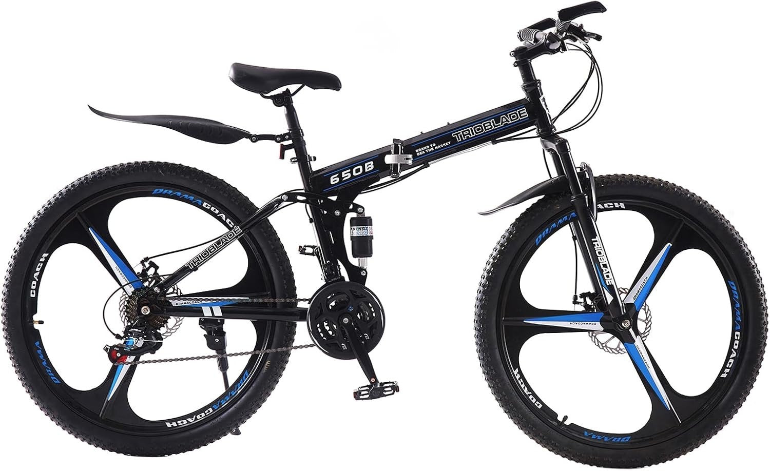 27.5" Folding Mountain Bike 21-Speed Dual Shock MTB 3-Spoke Off Road