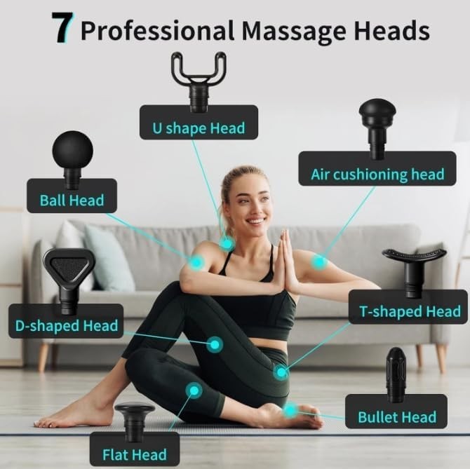 Deep Tissue Massage Gun 6 Speed Percussion Massager Type-C Gym Muscle Relief