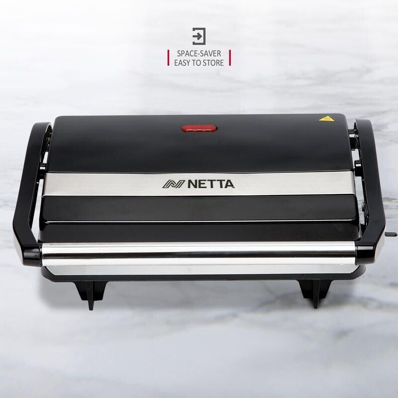 700W Non-Stick 2 Slice Panini Press Sandwich Toastie Maker Grill Black