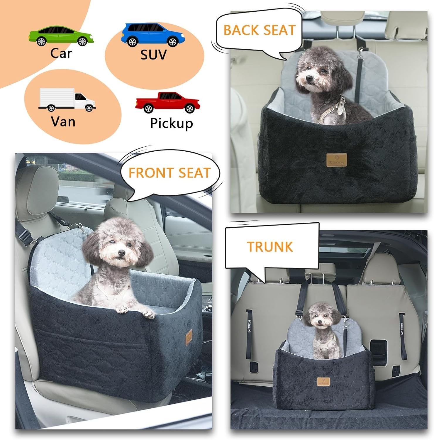 Dog Booster Seat 30lb Memory Foam Pet Travel Bed Washable Cover