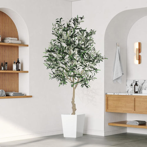 7FT Artificial Olive Tree Tall Faux Silk Plant Potted Indoor Outdoor Home Decor