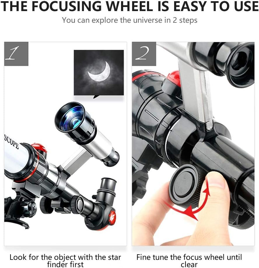 Kids 50mm Refractor Telescope with Tripod 20/30/40X HD Portable