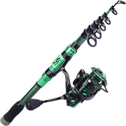 Telescopic 1.8m Fishing Rod & Reel Combo Spin Travel Saltwater Freshwater