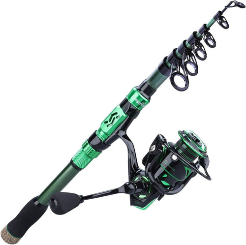 Telescopic 1.8m Fishing Rod & Reel Combo Spin Travel Saltwater Freshwater