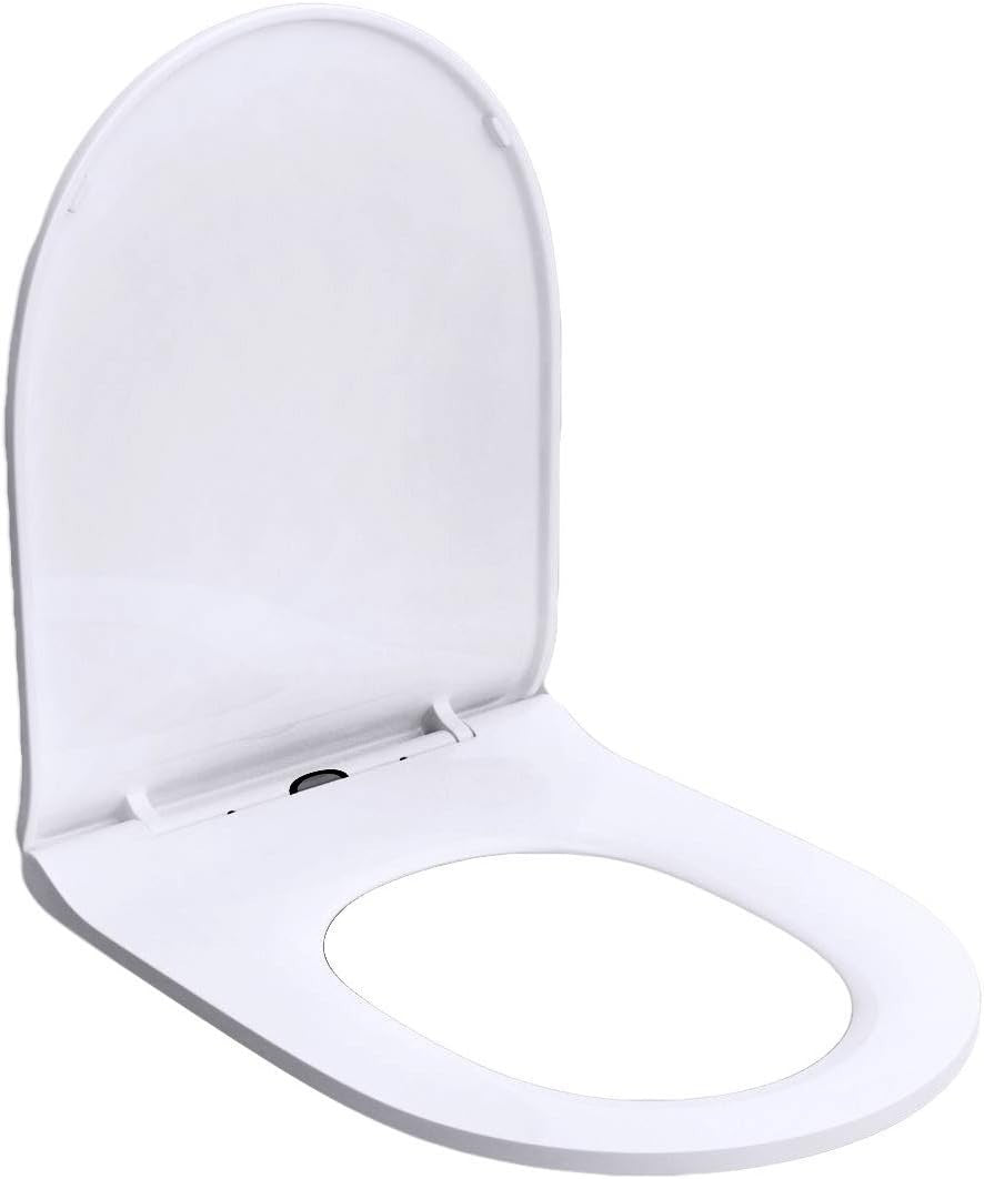 Soft Close D-Shaped Toilet Seat Slim Quick Release White Gloss 360x470mm