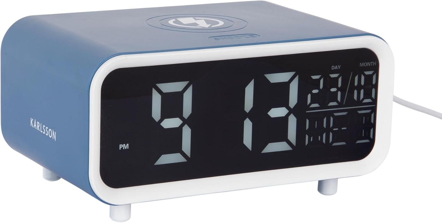 LED Alarm Clock Wireless Phone Charger Day Display Bedside Desk