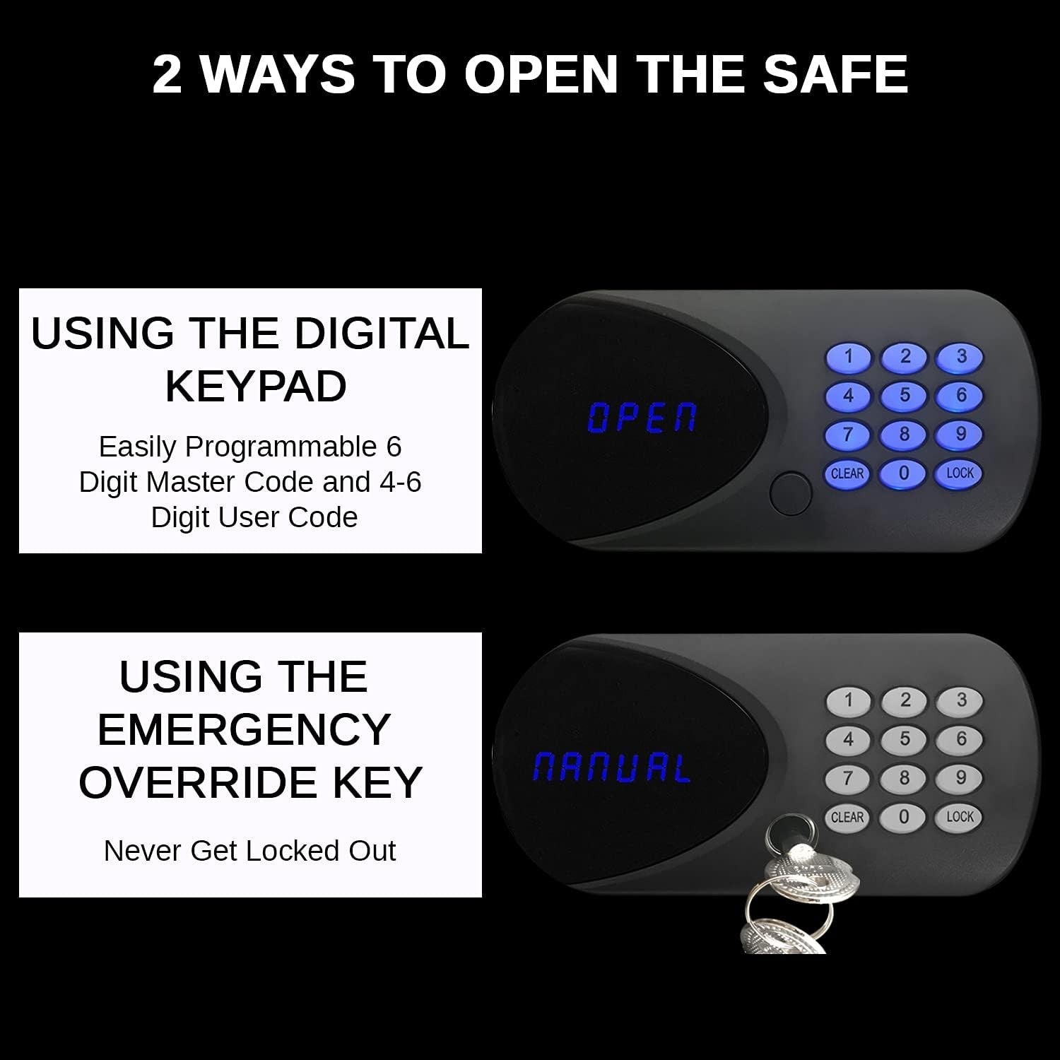 13.9L Digital Safe Box Electronic Keypad LED Display Home Security