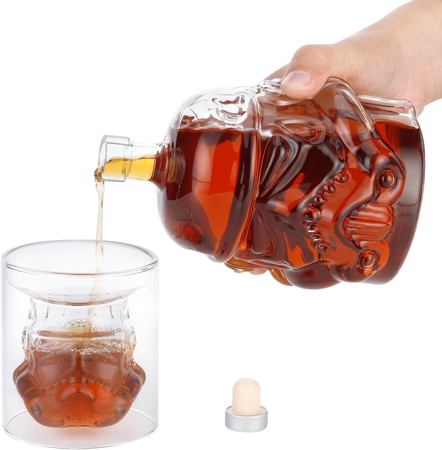 3D Skull Whiskey Decanter Set 750ml with 2 Glasses & Keychain | Men's Gift