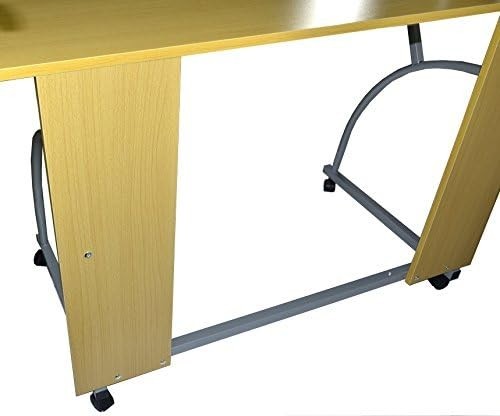 Rolling White Office Desk 120x60cm with Shelves Drawer Compact Workstation