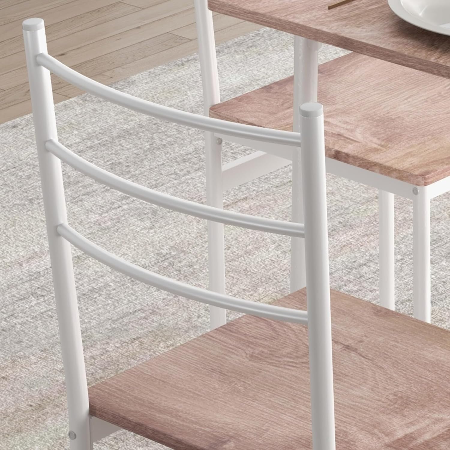 Space-Saving 5-Piece Dining Set with Steel Frame & Wood Table – Compact Fit