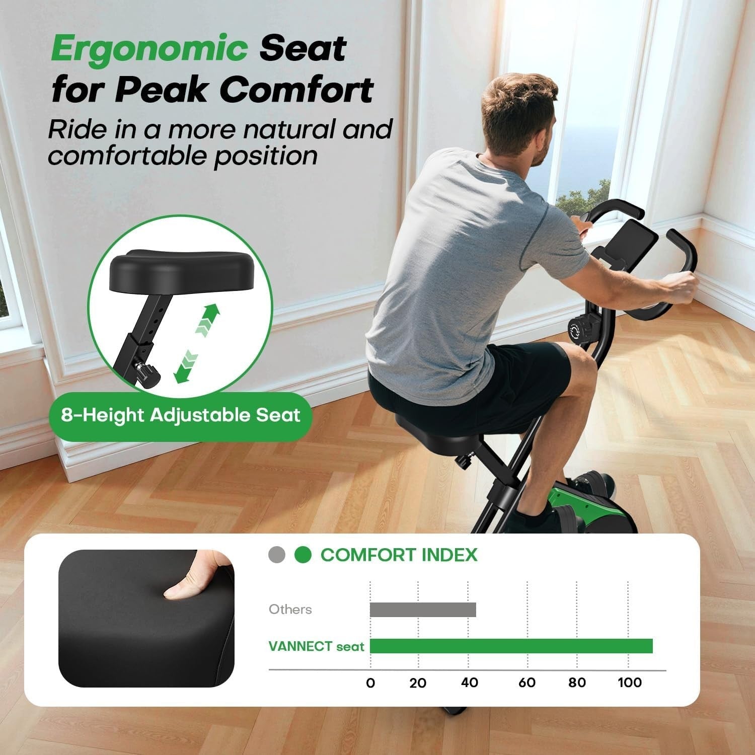 Foldable Exercise Bike 16-Level Magnetic Resistance Quiet Adjustable Seat